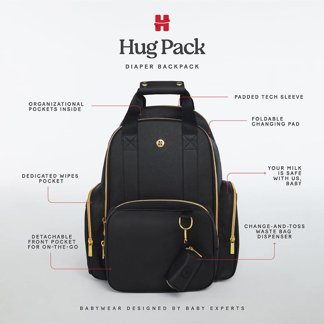 HUGGIES Unisex-adult Signature Hug Pack Diaper Backpack, Cognac Leather, One Size