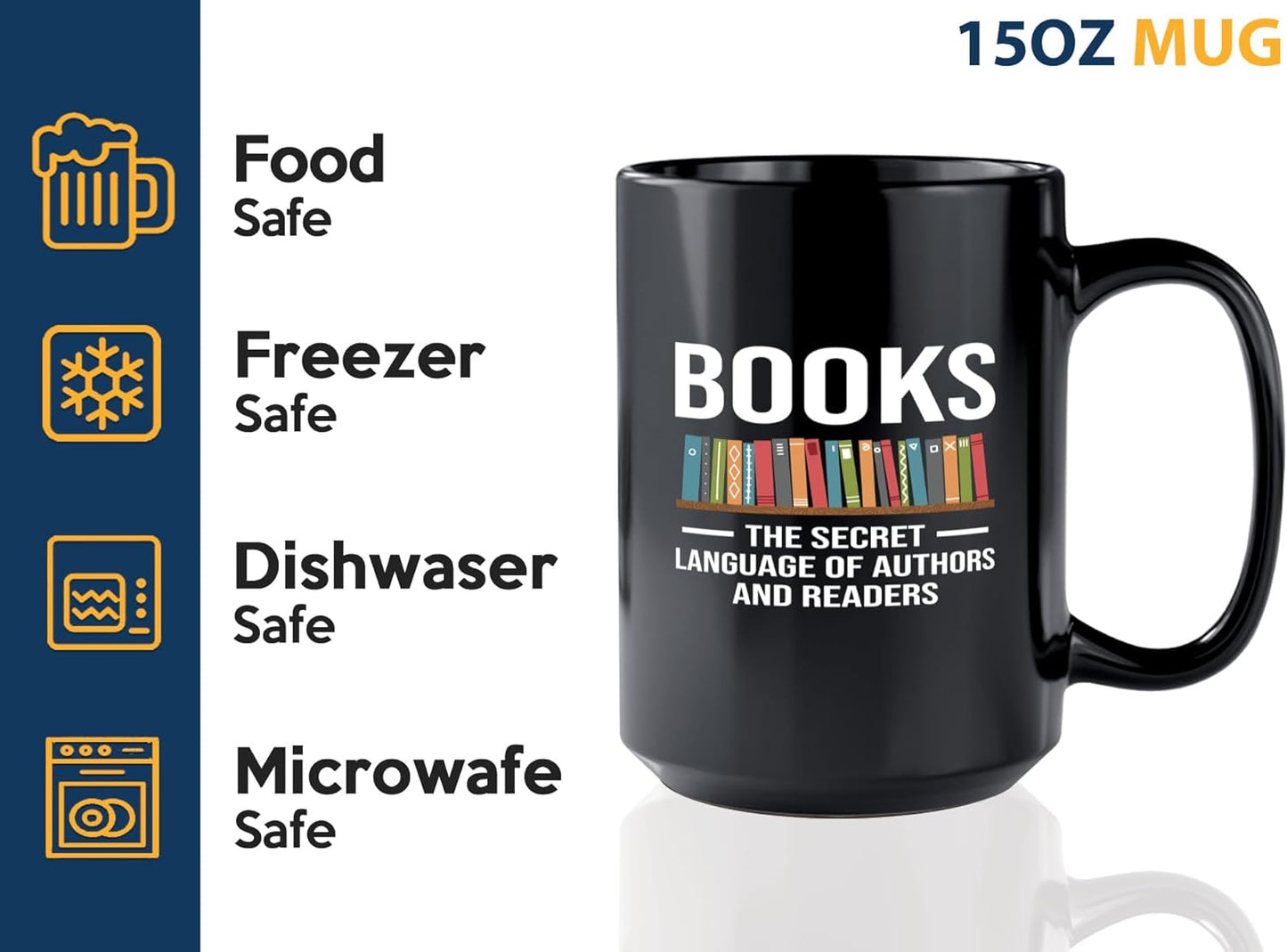 Book Lover Coffee Mug 15oz Black -Secret Language - Gift For Poets Bookish People Bibliophile Librarian Book Club Reader
