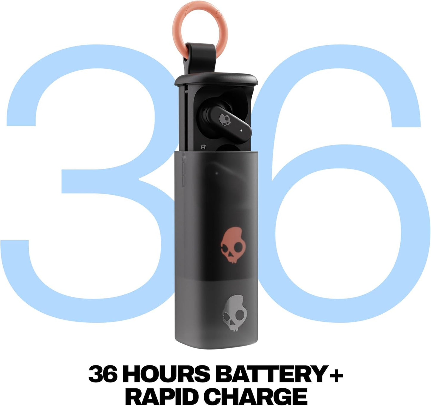 Skullcandy Dime Evo Wireless Earbuds, Bluetooth Headphones, Noise Isolating Fit, Up to 36 Hours Battery, Microphone for iPhone Android, Easy Carry with Clip-Anywhere Case - True Black