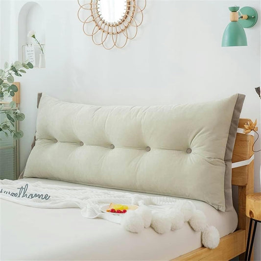 Soft Headboard Bedside Cushion, Watching TV Relaxing Design Bumper Pillow King Tatami Bed Pillow Removable Pillow Bed Rest Pillows(Light Gray,180cm)