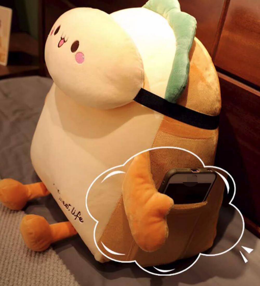 Funny Plush Bed Backrest Pillow Cute Reading Back Pillow Sofa Lumbar Support Pillow Back Cushion Reclining Pillow (Shy Pattern, 50×40×20cm/19.7"×15.7"×7.87")