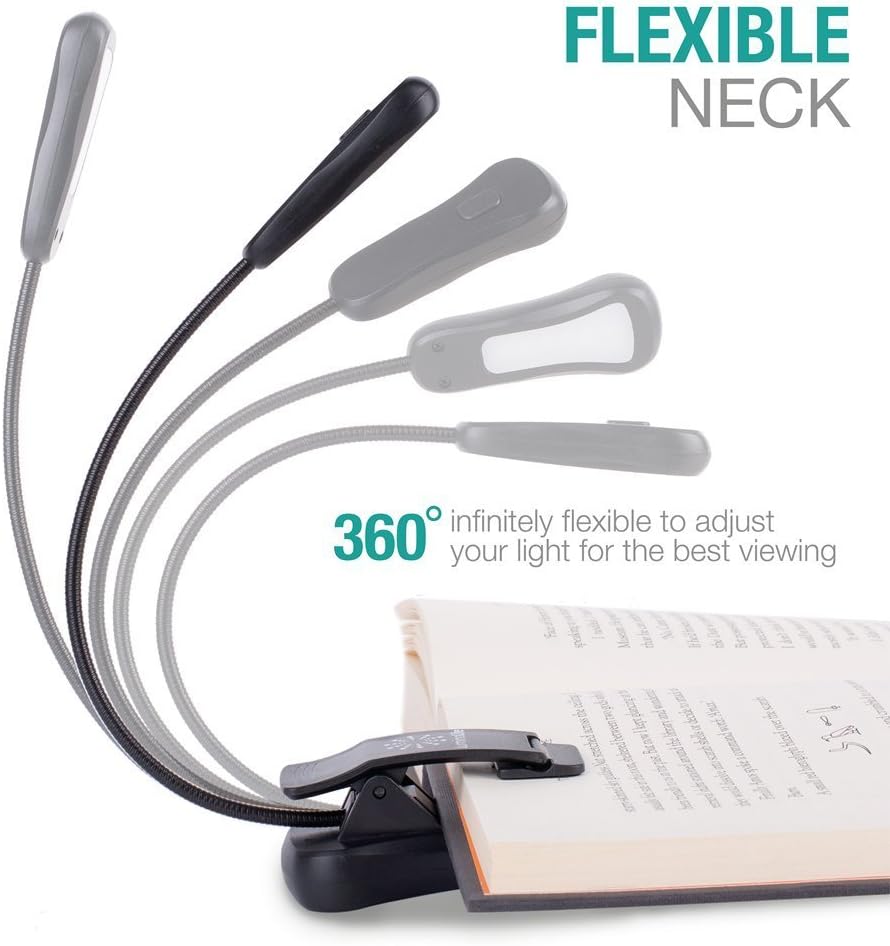 Vekkia/LuminoLite Rechargeable Book Light, Reading Lights for Books in Bed, 3 Colortemperature × 3 Brightness, Up to 70 Hours Lighting, Great for Readers, Travel (Black)