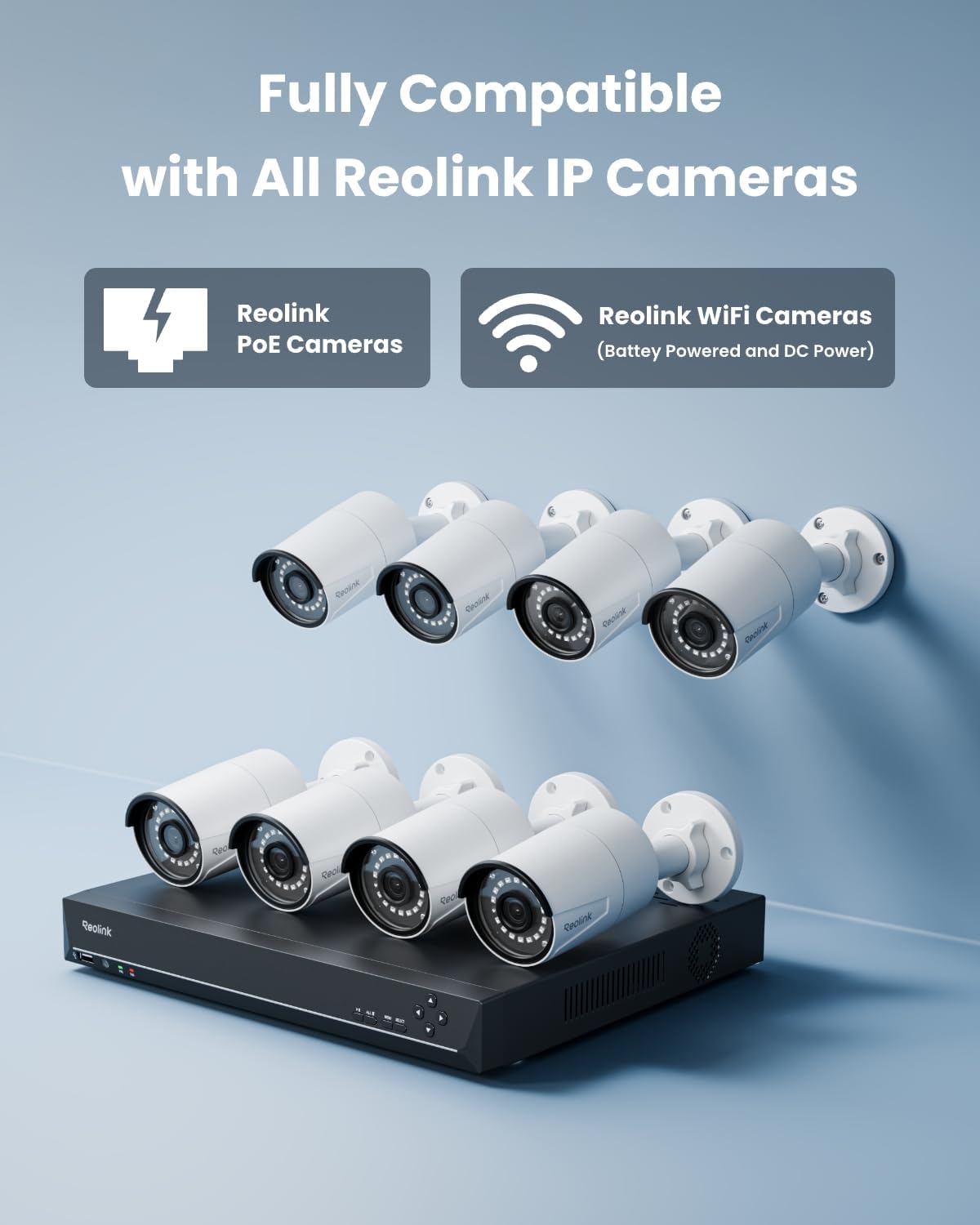 REOLINK 16CH 5MP Home Security Camera System, 8pcs Wired Outdoor PoE IP Cameras with Person/Vehicle/Pet Detection, 8MP 16CH NVR with 4TB HDD for 24-7 Recording, RLK16-410B8-5MP