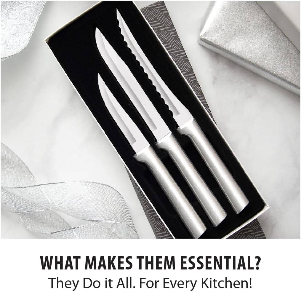 Rada Cutlery Cooking Essentials Gift Set (S49), 3-Piece Knife Set, Stainless Steel Blades, Silver Handle