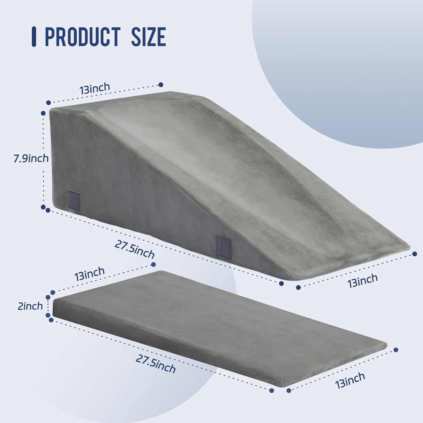 Leg Elevation Pillow for After Surgery, Adjustable Wedge Pillow for Legs Knee Swelling & Blood Circulation Relief, Memory Foam Knee Replacement Surgery Recovery Pillow (Gray, 27.5inx13inx10in)
