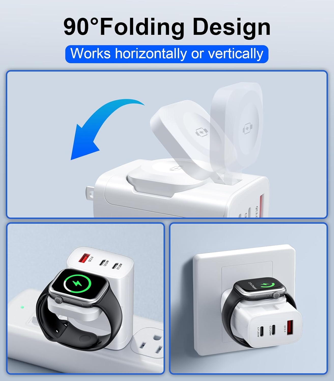 4 in 1 for Apple Watch Charger,Wireless Magnetic iWatch Charger,Portable Travel Essentials 40W USB C Fast Charging Block for Phone AirPods iWatch Ultra/SE/11/10/9/8/7/6,iPhone 17/16/15/14Devices,White