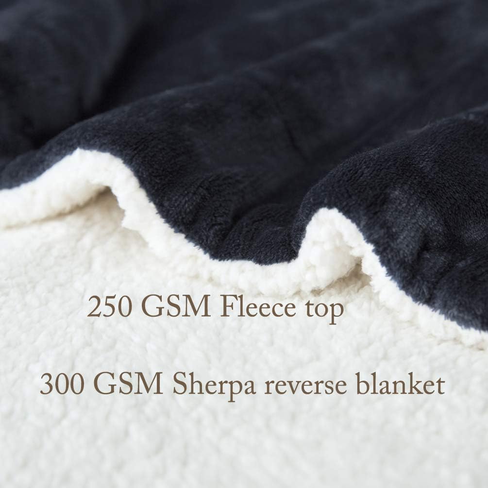 LBRO2M Sherpa Fleece Bed Blanket Twin Size Super Soft Fuzzy Plush Warm Cozy Fluffy Microfiber Couch Throw Velvet Double Reversible Luxurious Blankets,Dark Grey