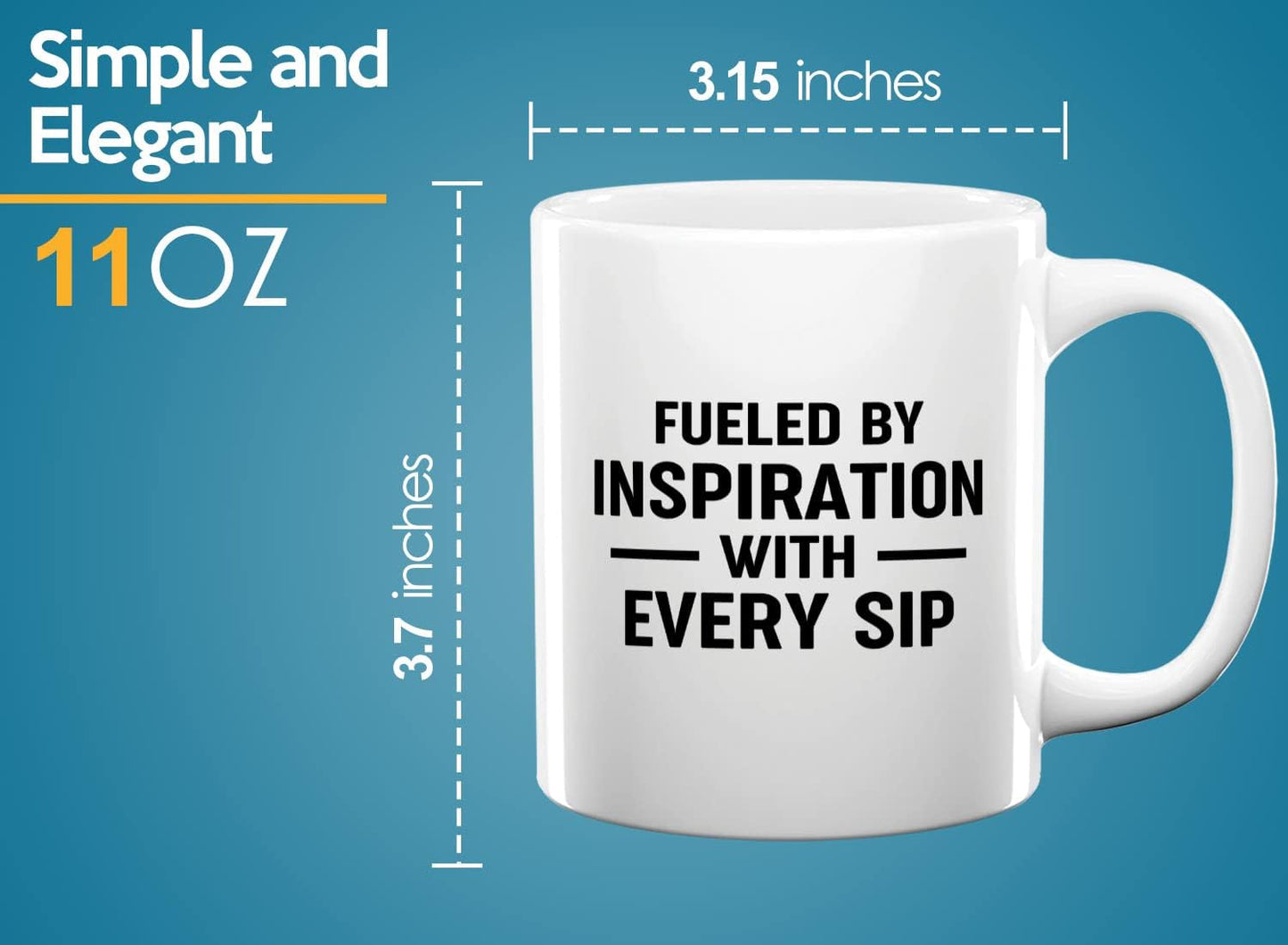 Journalist Coffee Mug 11oz White -Fueled by Inspiration - Reading Lover Book Club Gift Author Appreciation Writer Journalism Novelist Scriptwriter