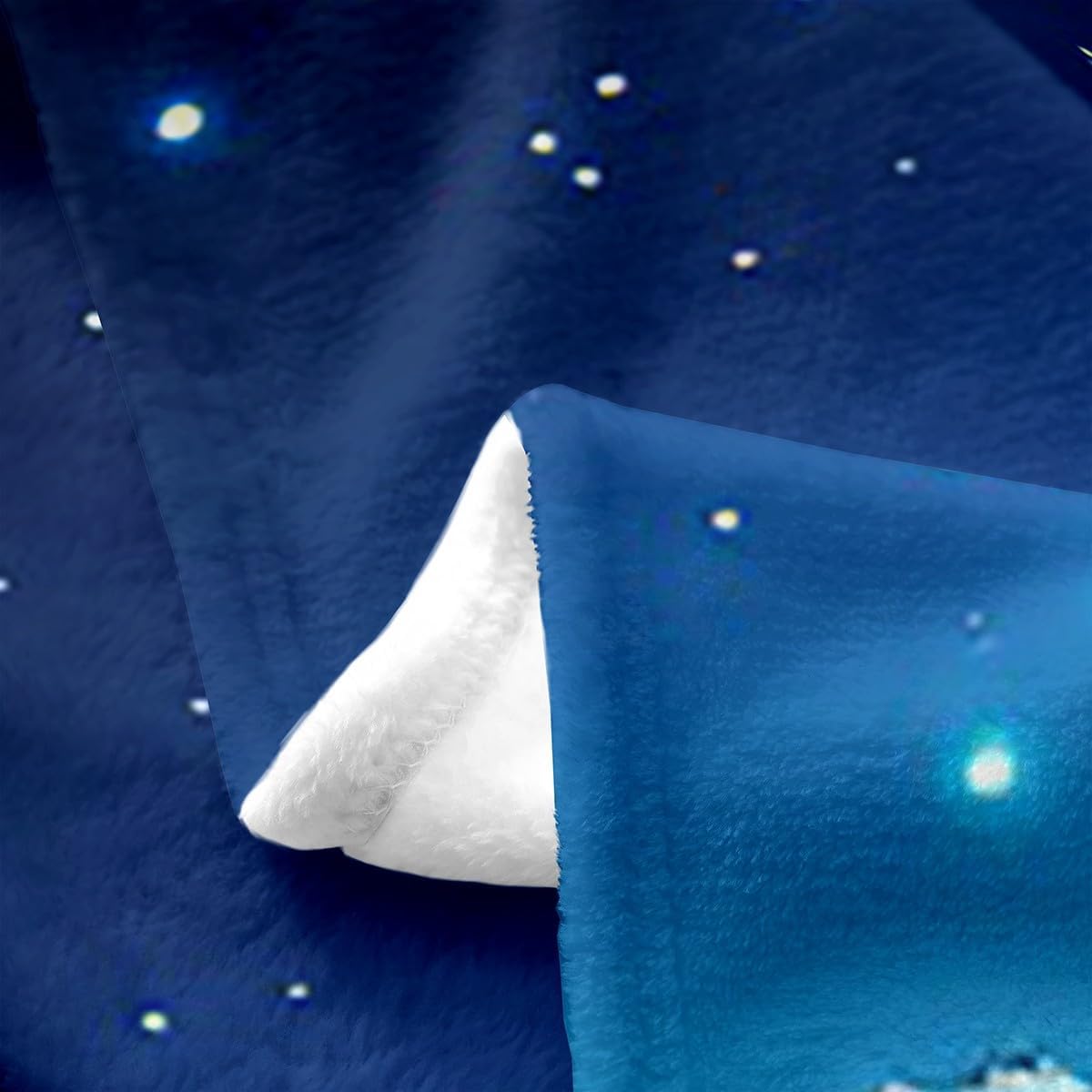 Erosebridal Polar Bear Throw Blanket Queen 90x90 Inch for Bedroom,Arctic Wild Animal Fleece Blanket,Snow Scenery Flannel Blanket,Blue Starry Sky Bed Blanket Warm