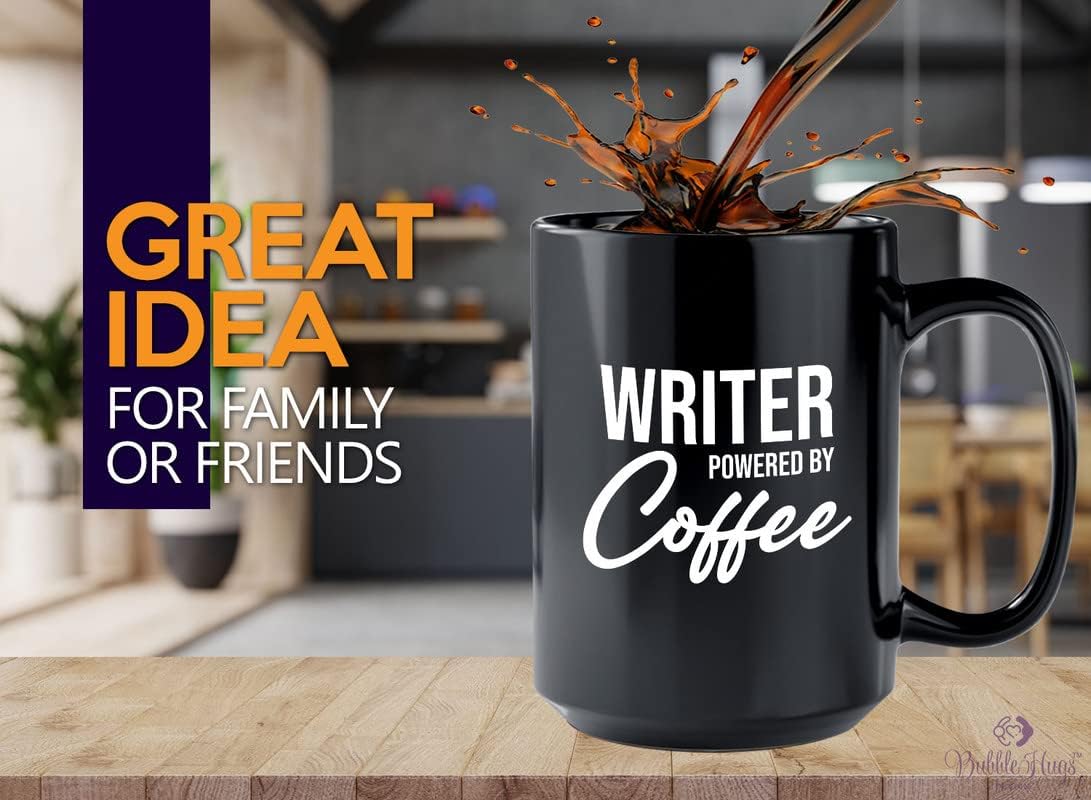 Writer Coffee Mug 15oz Black - Writer by coffee - Paper Butterfly Lid For Novelist Poet Columnist Encouragement journalist author book lover bookworm