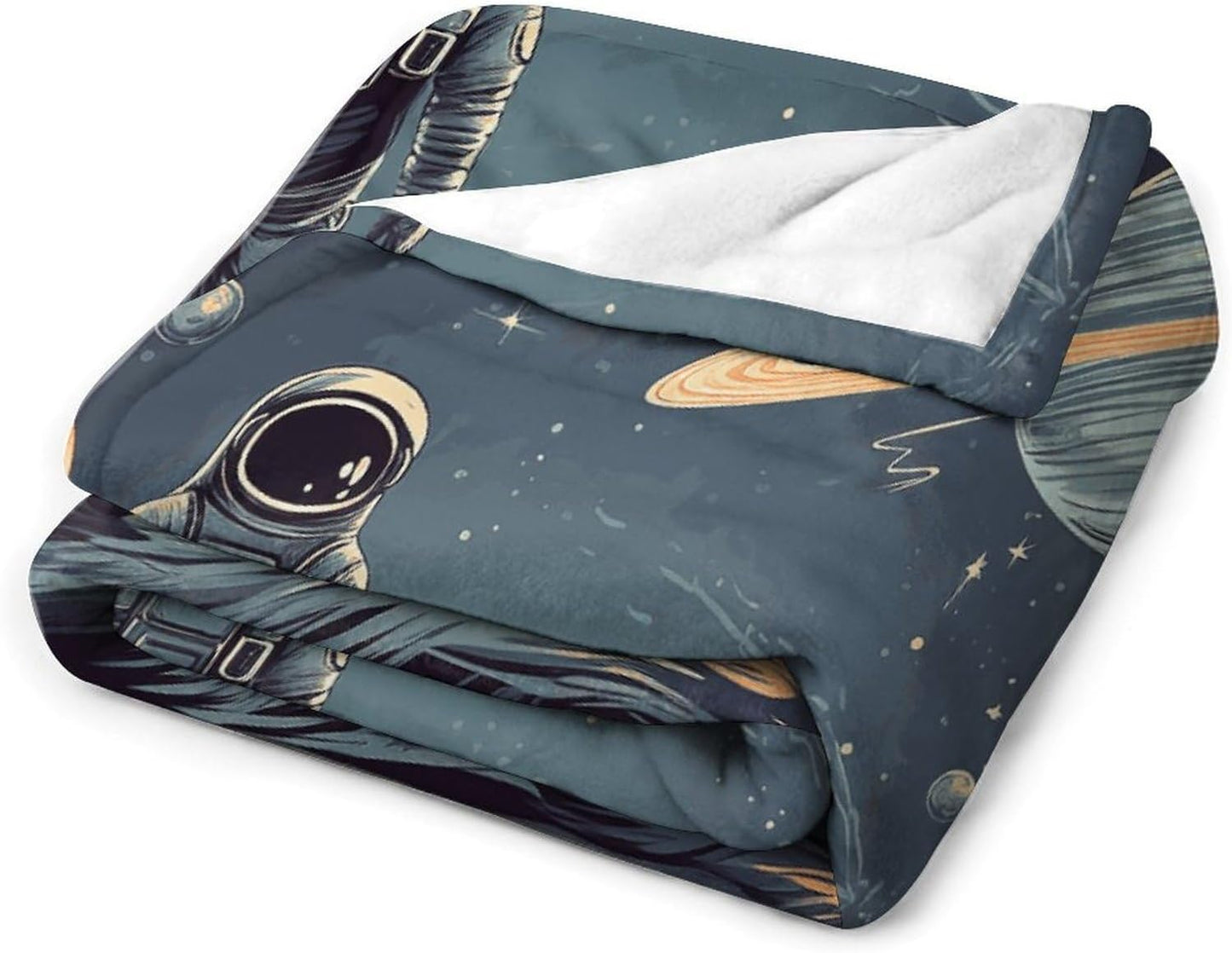 Planets and Astronaut Galaxy Throw Blanket for Couch Super Soft Warm Lightweight Throw Blankets Cozy Flannel Bed Blanket Cute Decorative Blankets for All Seasons Home Decor Gift 30"*40"（76 * 100cm）