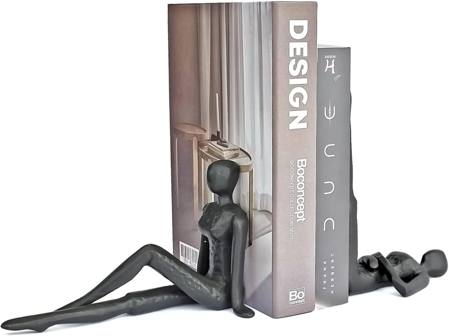 Ambipolar Yoga-Style Black Decorative Bookends, Cast Iron Book Stand to Hold Books Heavy Duty, Book Stoppers for Home Decor, Office Desk, Living Room Decor