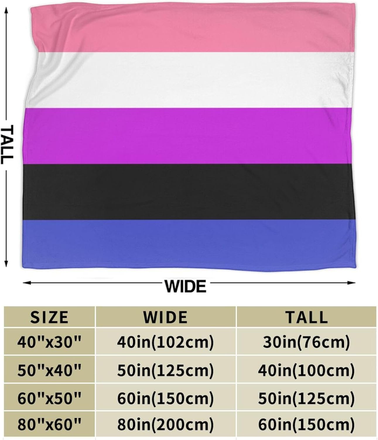 Genderfluid Pride Flag Blanket Super Soft Flannel Throw,Ultra-Soft Blanket for Bed Or Sofa All Season,Cozy Lightweight Blankets for Women Kids Adults 50"X 40"