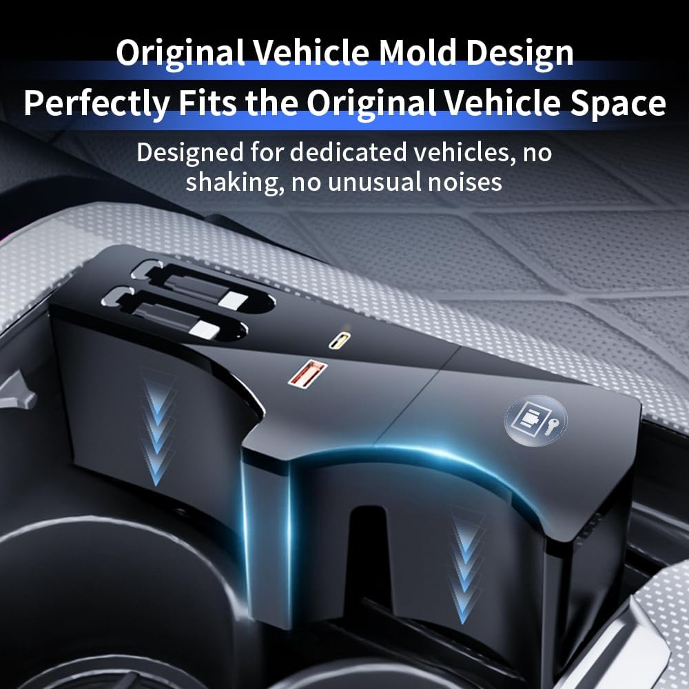 Car USB Hub Docking Station for Mercedes Benz E Class 2024 2025 2026 E350 E450 Sedan Wagon Type-C Fast Charger Auto Interior Centre Console Accessories Cigarette Lighter Phone Charging Adapter