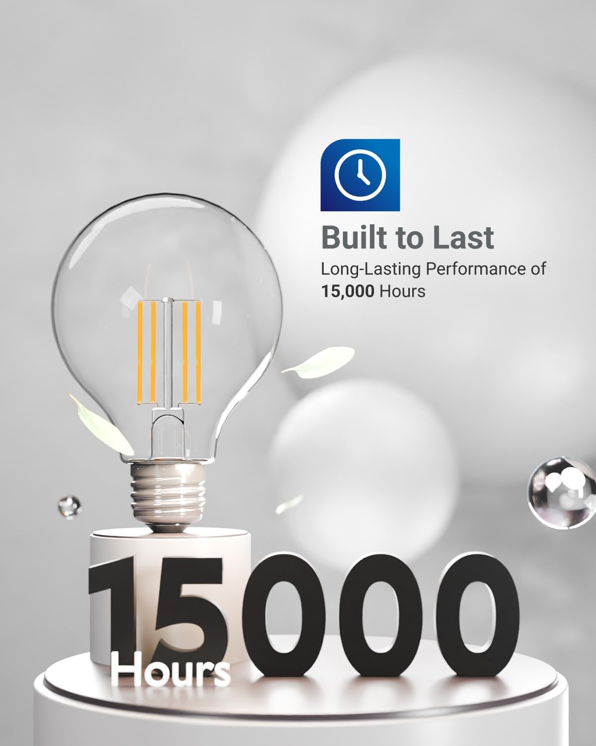 Sunco 10 Pack G25 LED Light Bulbs, Filament Edison Globe, Vanity Lighting Bulb for Bathroom Bedroom, 500 LM, 5W (60W Equivalent), 3000K Warm White, Dimmable, E26 Base, Clear UL