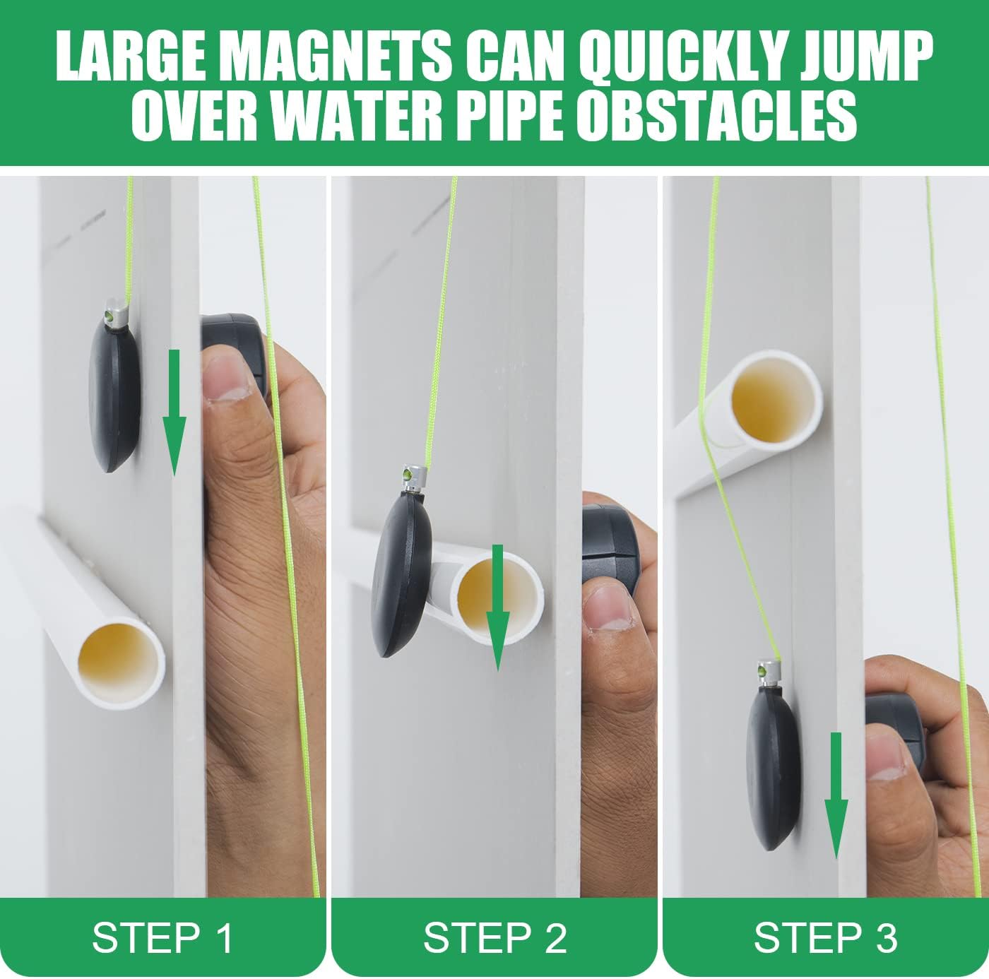 Zezzo Magnetic Wiremag Puller,Wire Puller Tool,Fish Tape Wire Pulling System,Wire Cable Wire Fishing Tools Coaxial Electrical Fish Tape Pull Push Kit Behind Indoor Home Office Outdoor Garden Walls
