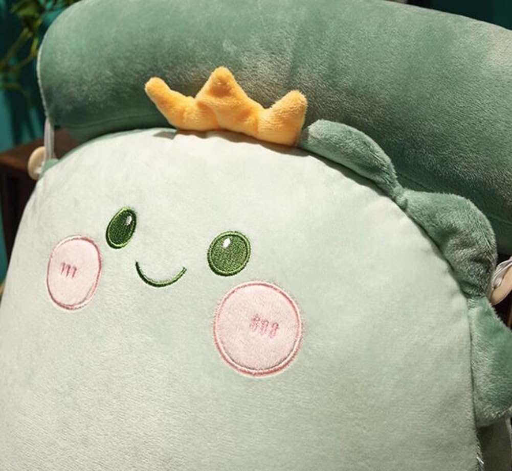 Cartoon Bed Backrest Pillow Office Lumbar Support Pillow Sleeping Reading Neck Support Pillow Sofa Headboard Pillow (Green, 65×55×20cm/25.59"×21.65"×7.87")