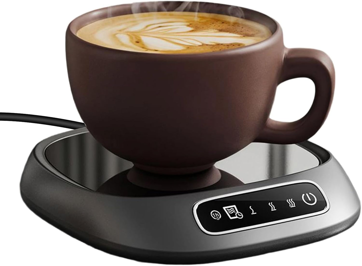 Heat Touch – Coffee Mug Warmer for Drink Temperature Hold | Screen Touch Heating Pad with Electric Ceramic Plate, Stable Heat Output & Compact Desk Friendly Design for Chocolate Enjoyment, Tea Breaks,
