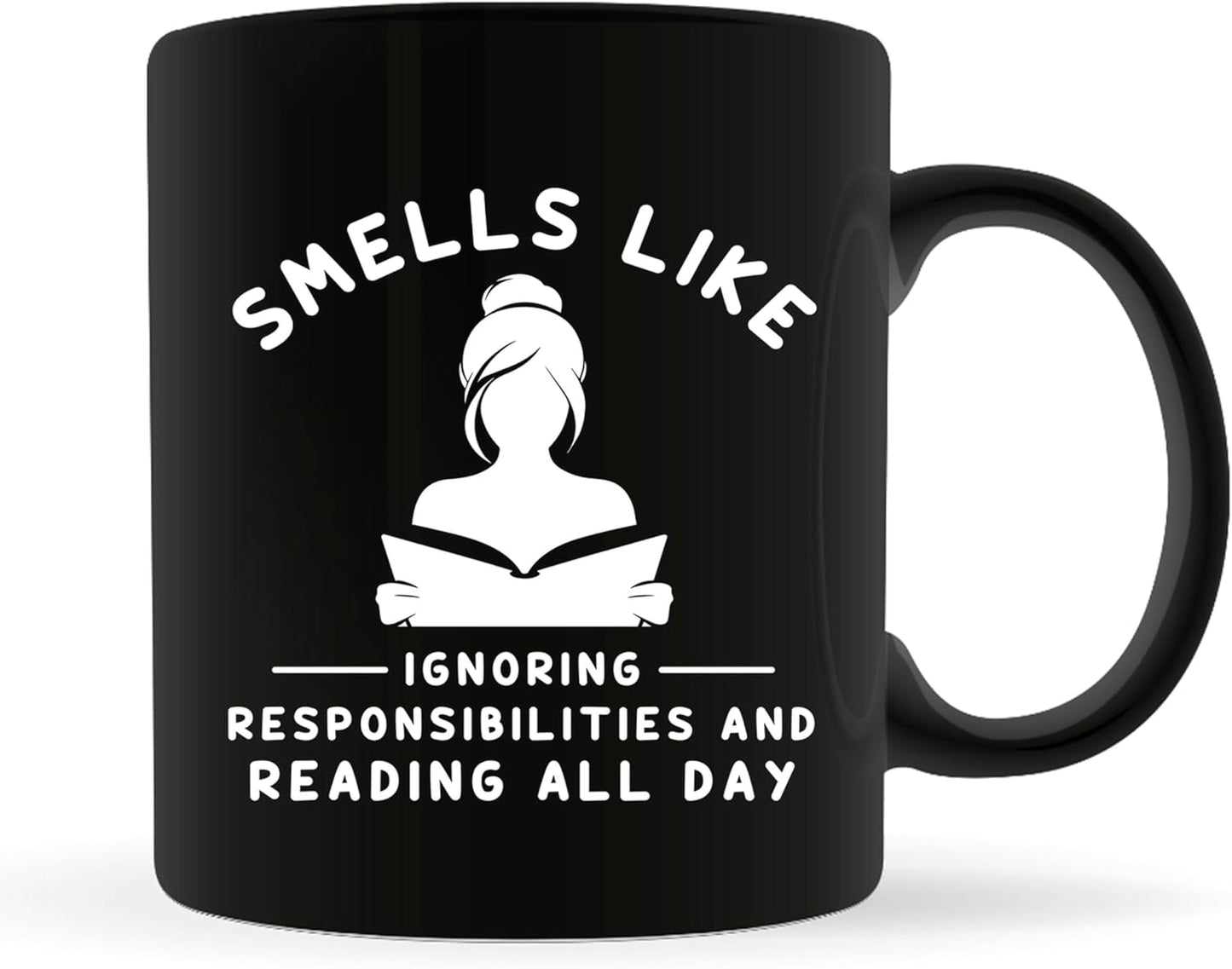 Book Lover Coffee Mug 11oz Black -Smells Reading - Gift For Book Reader Bookworm Bookish Librarian Nerd Men Women Book Club