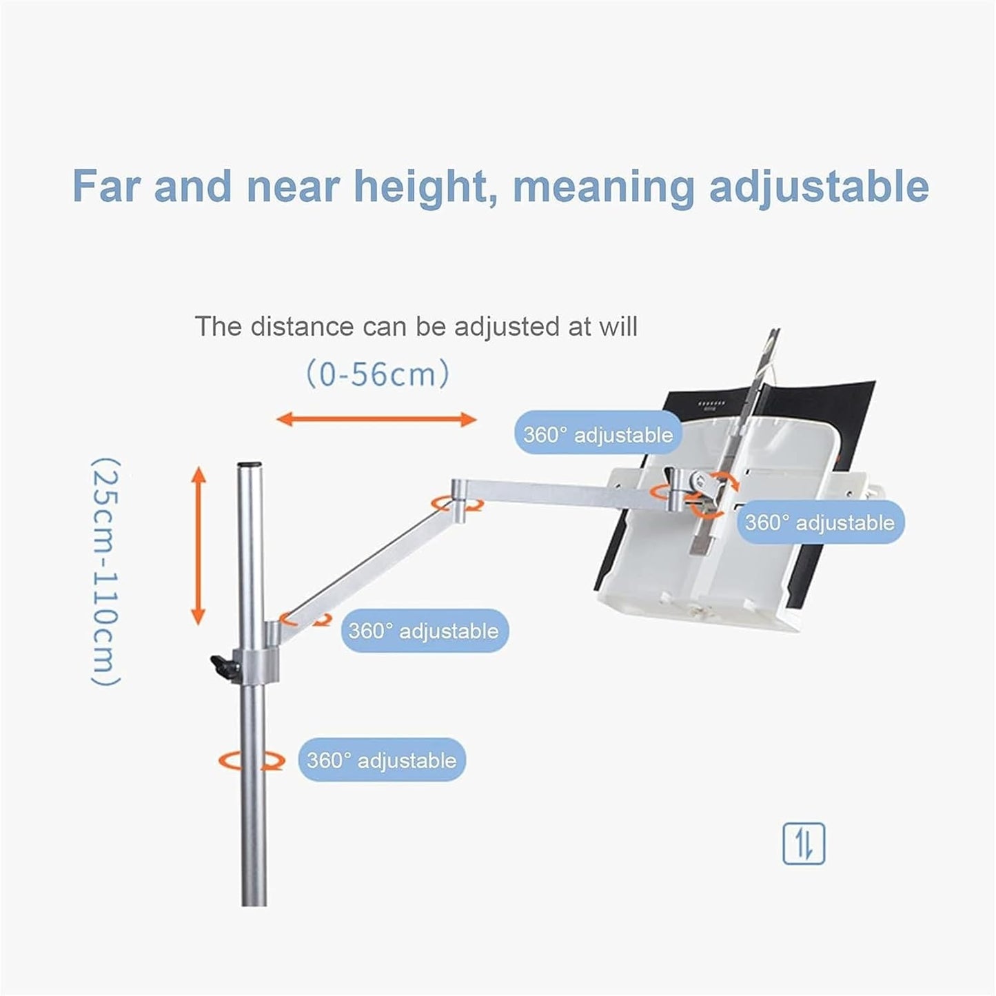 Deluxe Rolling Bookholder Floor Stand, Book Stand Height Adjustable with Clamp, Cookbook Reading Desk Portable Sturdy Lightweight Bookstand-Textbooks Books