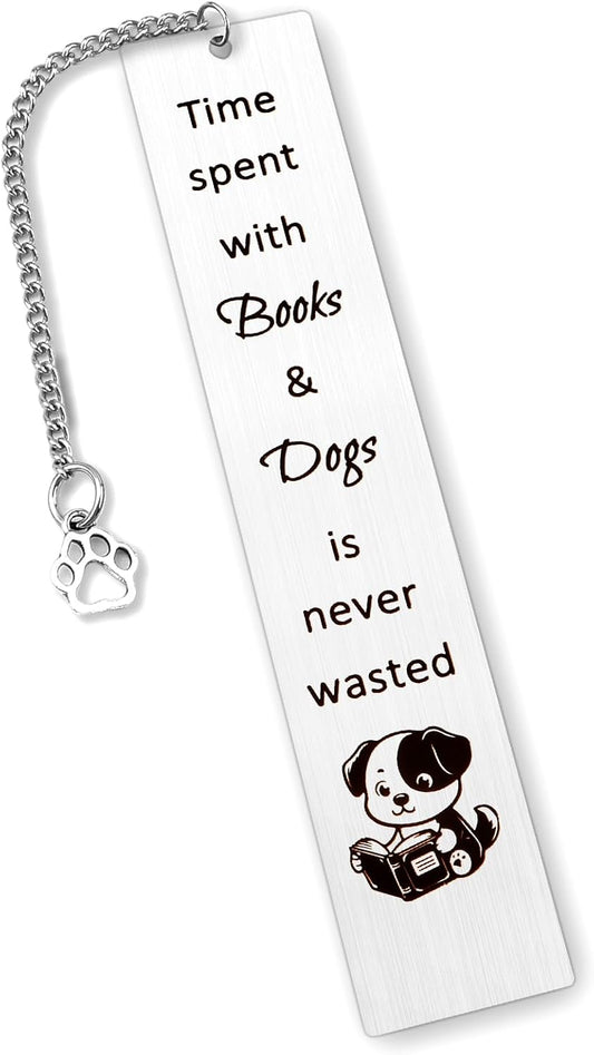 Dog Mom Dad Gifts for Dogs Lovers Book Reading Lovers Gifts Cute Birthday Stocking Stuffers Christmas Gifts for Women Men Sister Son Daughter Personalized Metal Bookmark Book Mark