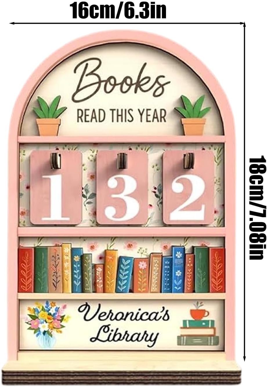 Books Read Counter, Wooden Reading Challenge Stand, Book Tracker for Club Members, Students, Teachers, Writers, Readers, Library, Christmas Stocking Stuffers