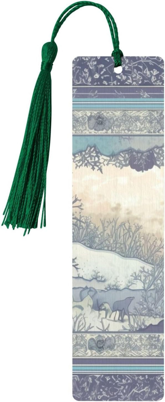 Cute and Dreamy Bookmarks Gifts for Women Men, Wooden Bookmarks for Book Lovers, Vintage Book Marks Ornaments with Tassel, Unique Personalized Reading Page Markers Dark Green