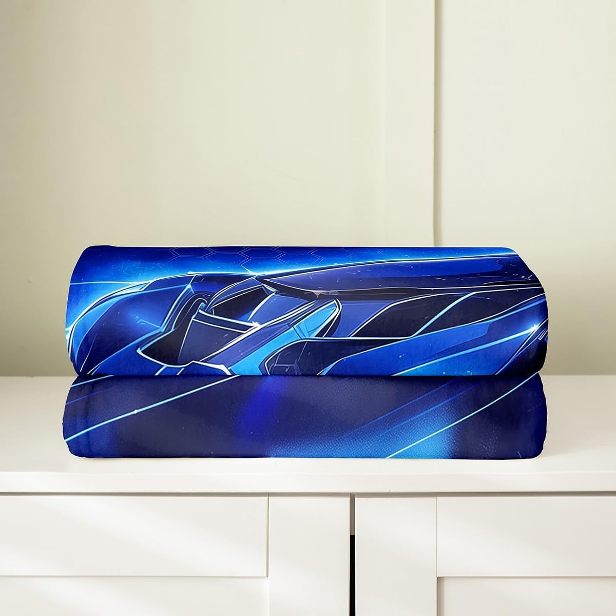 Feelyou Kids Race Car Flannel Fleece Throw Blanket Throw 50"x60" Blue Luxury Speed Car Fuzzy Blanket for Sofa Couch Extreme Sports All Season Bed Blanket Plush Blanket