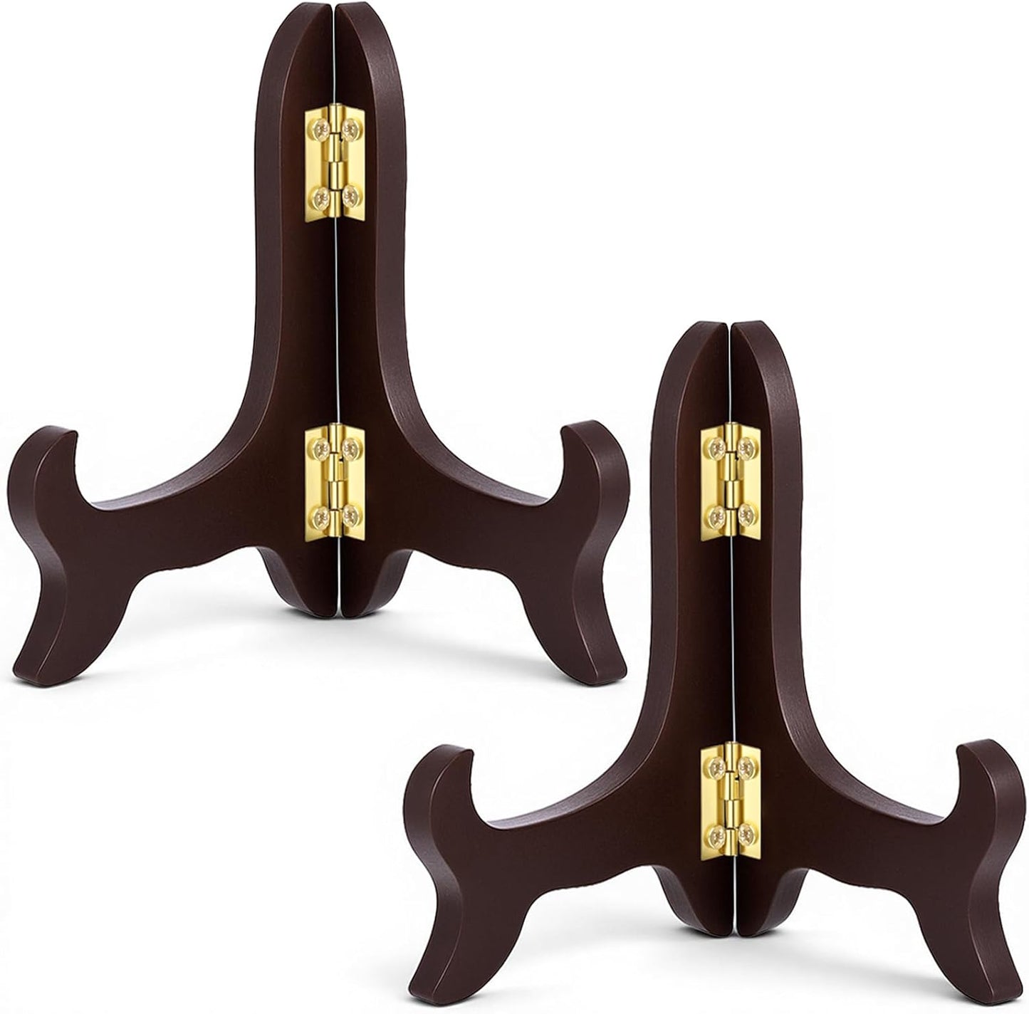 Vin Beauty 2 Pcs 4 Inch Wooden Display Stand Easel Plate Holder Brown Displays Picture Frames Photo Holder Stands Folding Stand Desktop ornaments and Artwork Display Stands Easels Dish Rack Holders