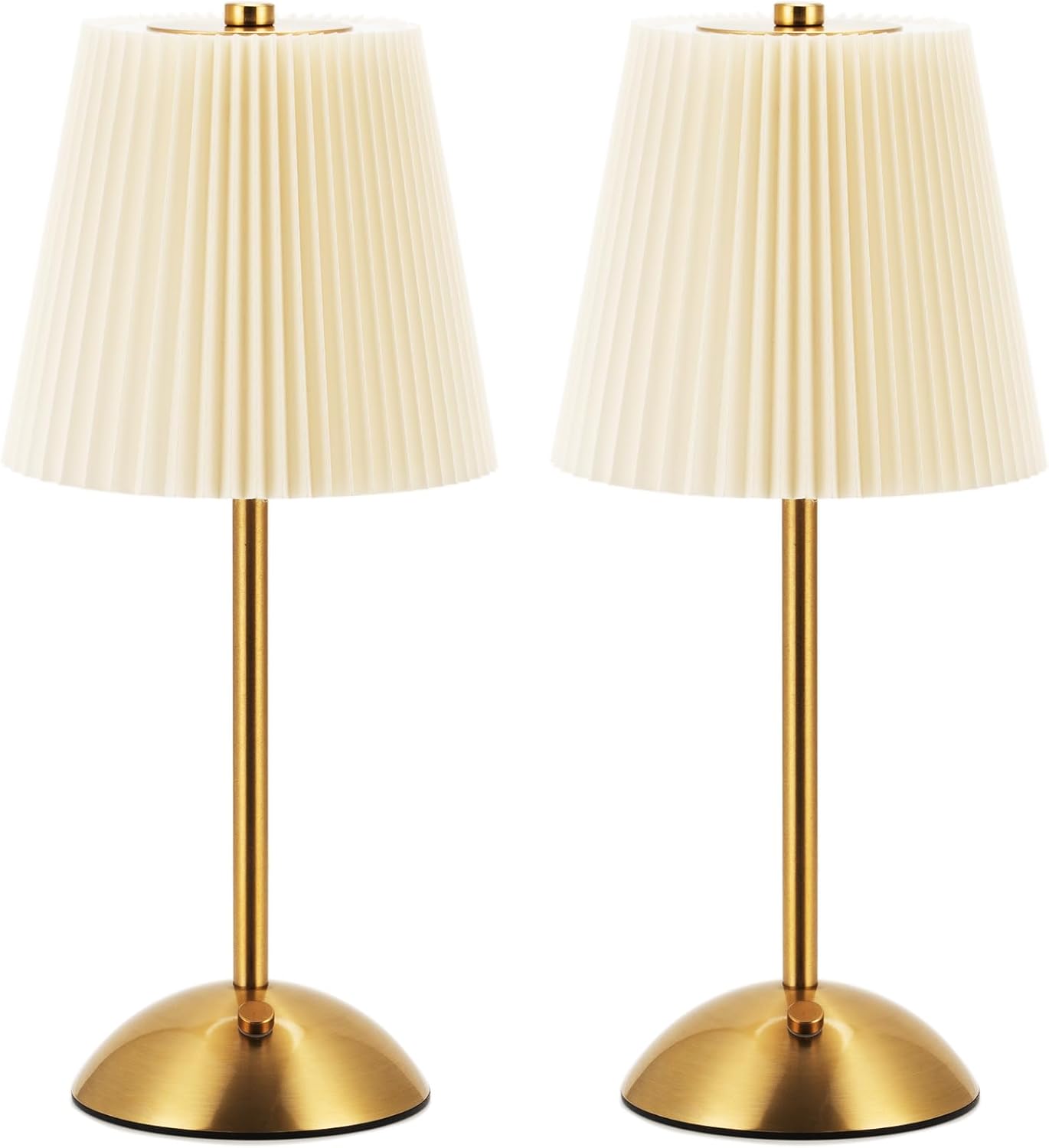 2-Pack Cordless Rechargeable Table Lamp 3-Color Dimmable Touch Control, 3000mAh Battery Operated Portable Light Beige Fabric Shade for Bedroom, Living Room, Office, Nursery, Bathroom