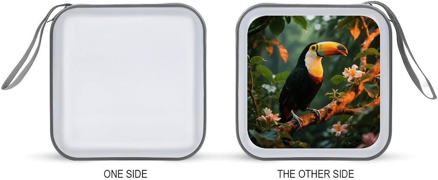 Toucan on The Tree CD Case Portable Zipper CD Case 40 Capacity Hard Plastic DVD Cases Holder Large Storage Disc Wallet Bag for Car Home Travel DVD Collection Bag