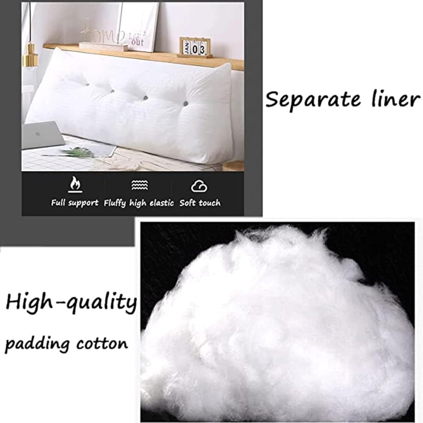 Large Triangular Headboard Pillow, Solid Color Triangle Cushion Reading Pillow, Bolster Positioning Support Wedge Pillow for Daybed Bed with Removable Cover(Size:59"/150cm,Color:Yellow)