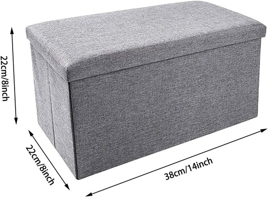 ZLY Folding Stool Storage Ottoman Polyester Fabric Linen Foot Rest Seat Clutter Collection 14"x8"x8"