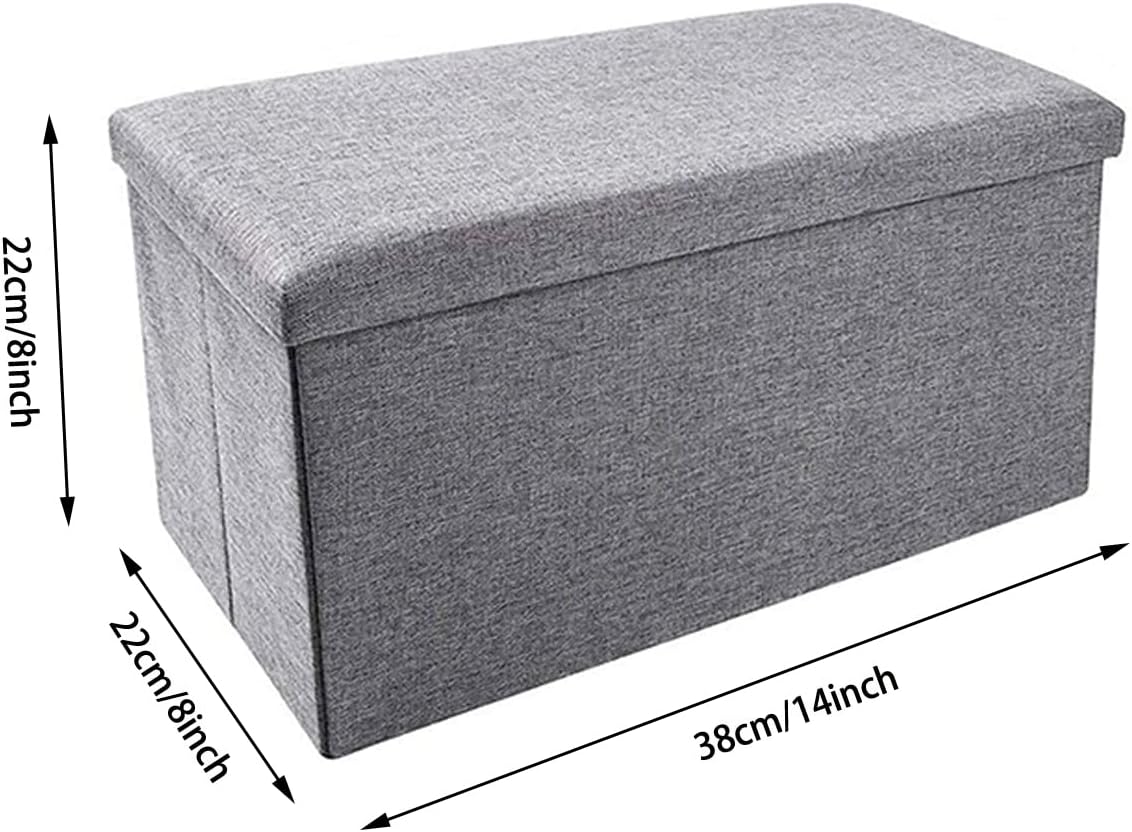 ZLY Folding Stool Storage Ottoman Polyester Fabric Linen Foot Rest Seat Clutter Collection 14"x8"x8"