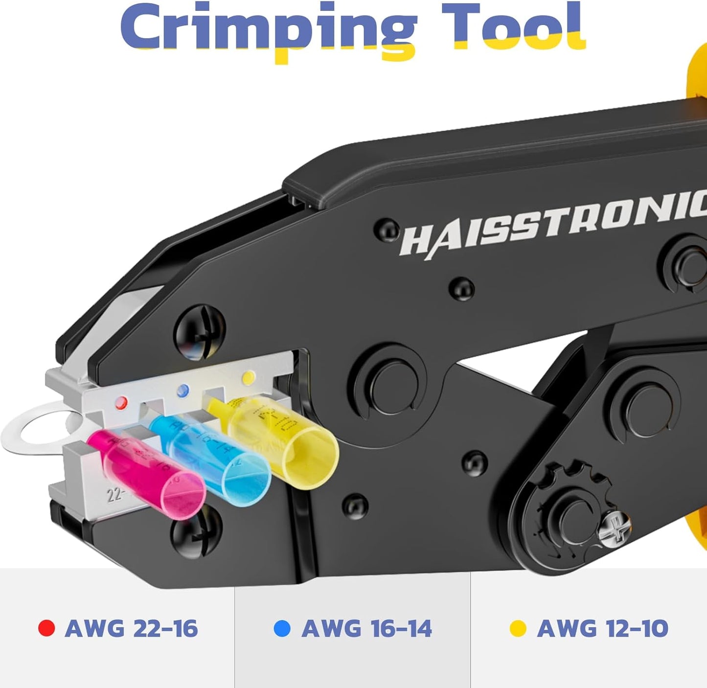 haisstronica Wire Stripper and Crimping Tool,AWG 24-10 Automatic Stripper Tool with AWG 22-10 Ratchet Wire Crimper For Heat Shrink Connectors
