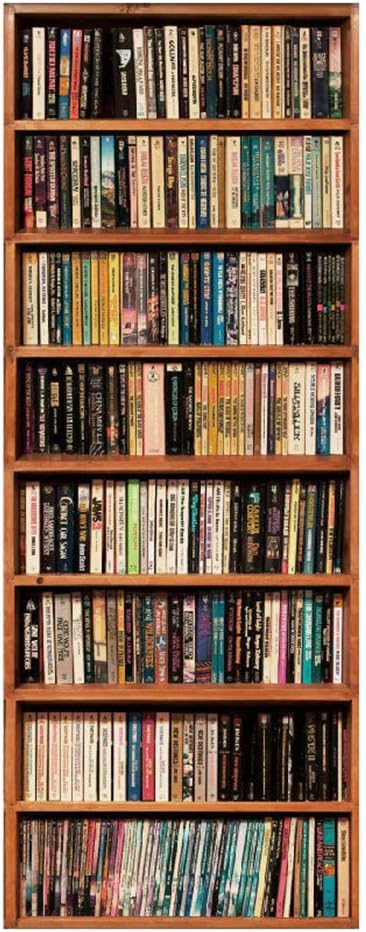 Creative 3D Door Sticker Bookshelf Bookcase Wallpaper Self Adhesive Wall Mural DIY Bedroom Decor