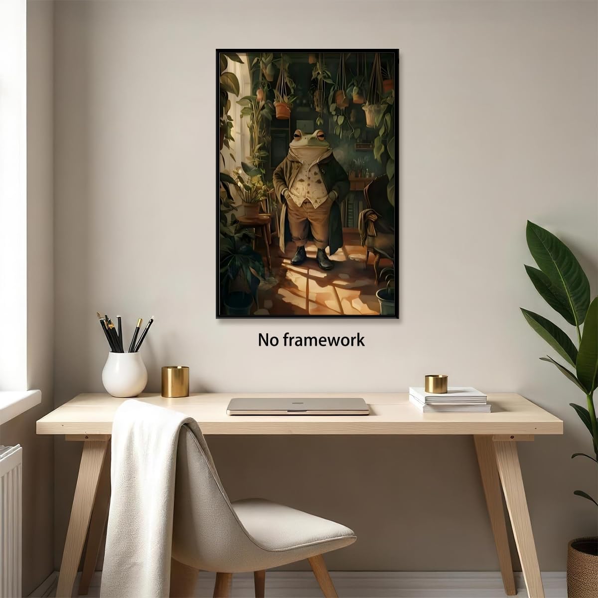 Vintage Botanist Frog Poster Retro Animal Wall Art Plant Lover Painting Print Humorous Victorian Frog Gentleman Picture for Living Room Greenhouse Reading Nooks Decor 12x18inch Unframed
