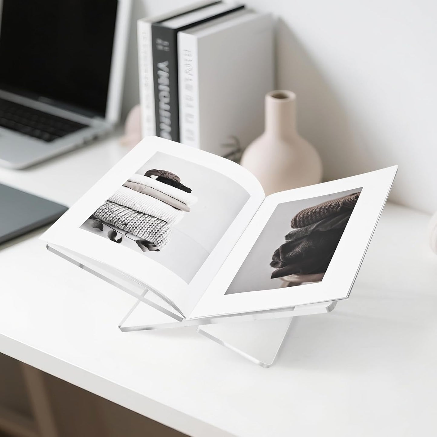 Acrylic Book Stand Holder Open Cookbook Acrylic Book Display Stand,Coffee Table Book Stand Magazines Clear Holder,Reading Stand for Open Book Magazines,Home and Table Decor(14.9''*9.4'')