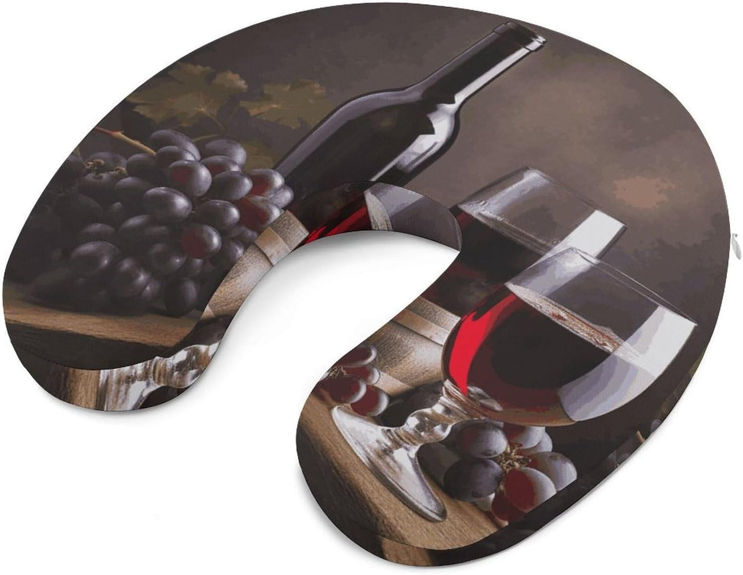 Grape Wine Neck Pillow Memory Foam U Shaped Pillows Portable Pillows for Shoulder Travel Head Support Pillow with Concealed Zipper for Airplane Car Home Office