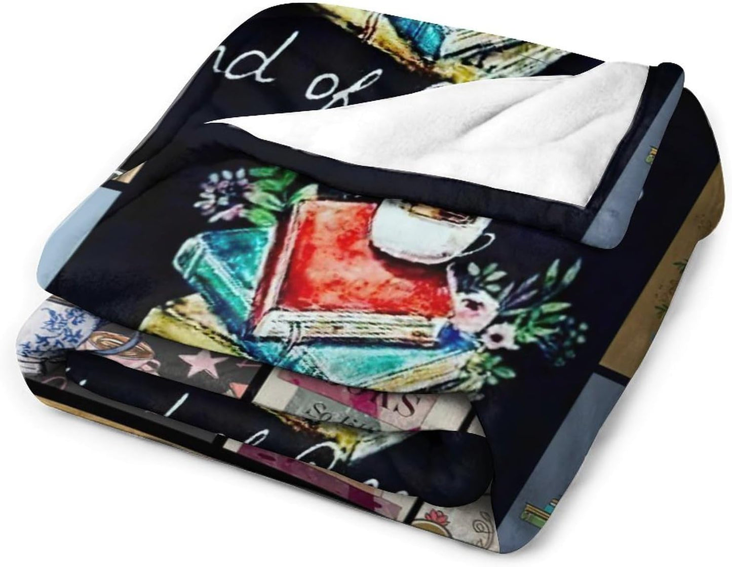Book and Coffee Print Blanket Coffee Cup Cafe Throw Blankets for Couch Sofa Bed Stuff Decor Lightweight Soft Cozy Fleece Plush Warm Flannel Bedding Blanket Gifts for Girls Boys Kids Adults 50"x60"