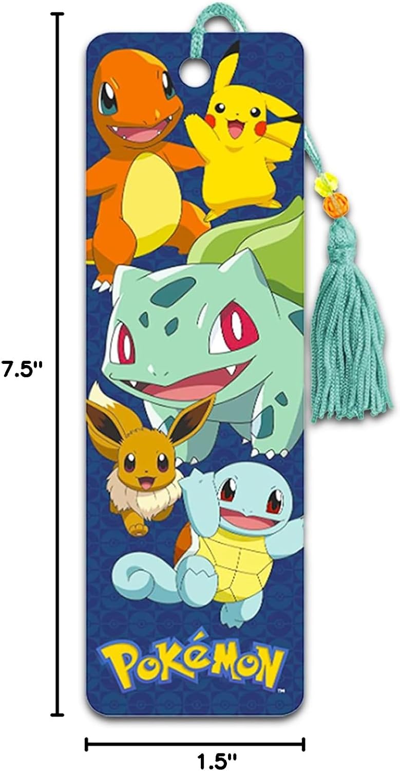 Pokemon Bookmark Set - 3 Pc Bundle with Pokemon Book Marks for Kids Teens Adults with Pokemon Cards | Pokemon School Supplies for Boys Girls