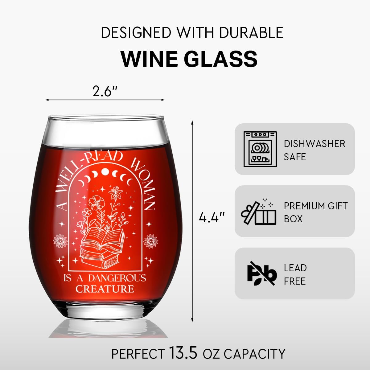 A Well-Read Women is a Dangeraous Creature,Bookish Wine Glass Gifts For Women,Friends,Book Lovers Gifts for Readers,Librarians, Bookworm,Reading Accessories,Birthday Reading Gift for Book Lovers-29