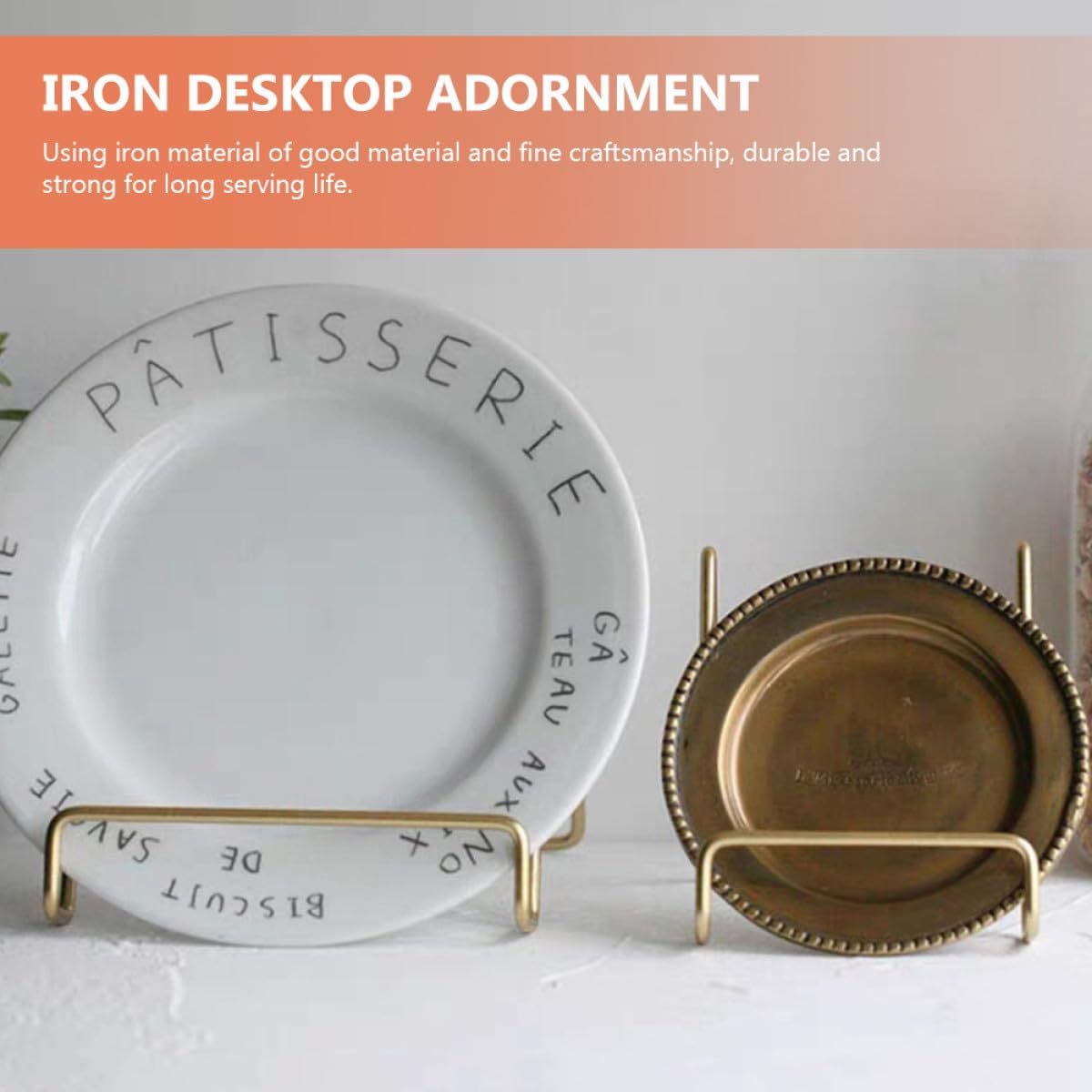 2pcs Iron Photo Frame Display Rack and Phone Holder Set, Desktop Multifunctional Tabletop Ornament Stand for Recipe Plates, Magazine Display, Home Décor in Gold and Rose Gold