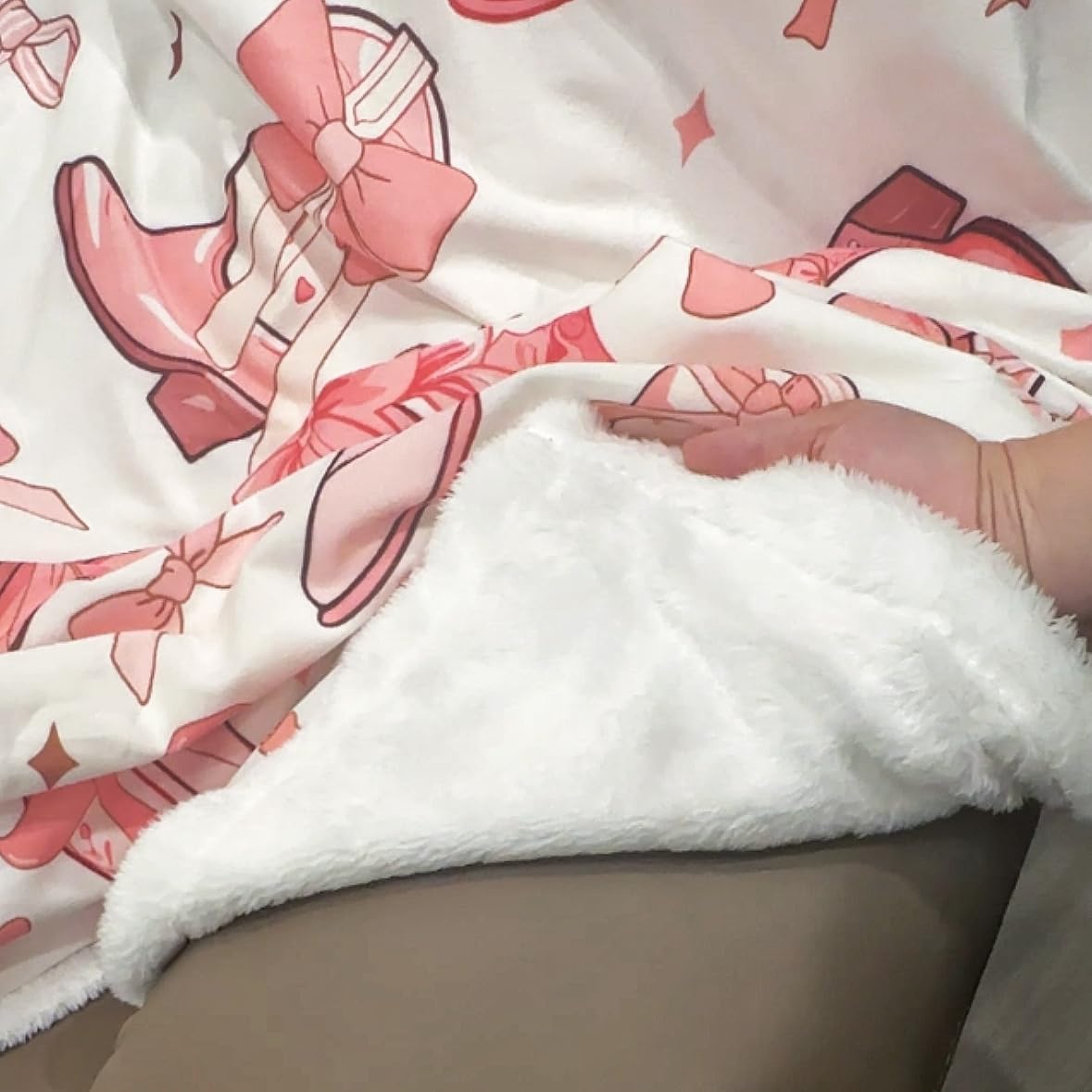 Cowgirl Throw Blanket,Western Cowboy Boots Pink Bowknots Fleece Blanket for Bedroom Dreamy Fairy Tale Princess Starry Pink White Soft Blanket for All Seasons,Baby (30 x 40 Inches)
