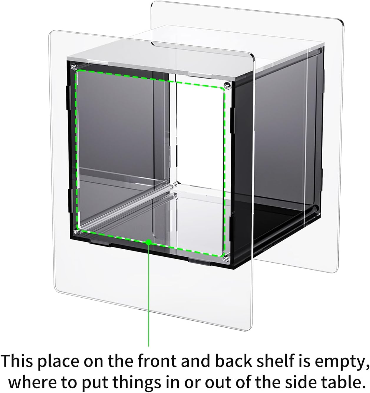 Acrylic Nightstand Colorful Bedside Table with Open Storage Shelf,Clear Side Table for Living Room (1, Black)