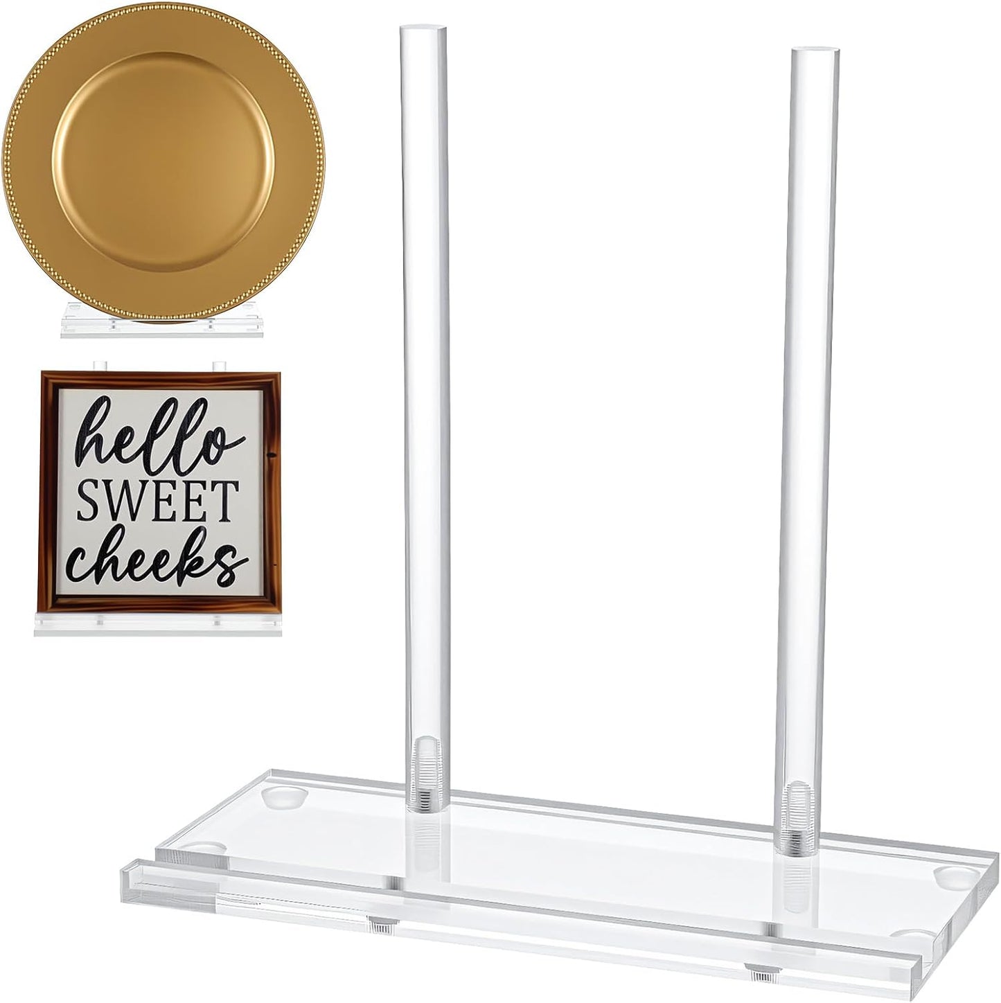 Tabletop Acrylic Display Stand Clear Easel Acrylic Book Display Holder Artwork Storage Rack for Picture Plate Frame Albums Record Magazine Tablet Canvas Board (Clear, 7.9 x 3.5 x 8.3 Inch)