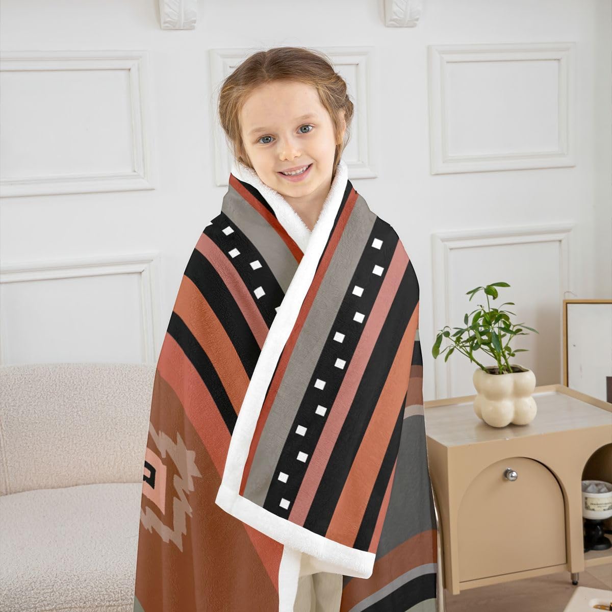 Feelyou Western Aztec Decor Throw Blanket Southwestern Navajo Tribal Style Soft Fleece Sherpa Cozy Fuzzy Plush Warm Southwestern Fuzzy Plush Throw Baby 30"x40" for Bed Couch Living Room
