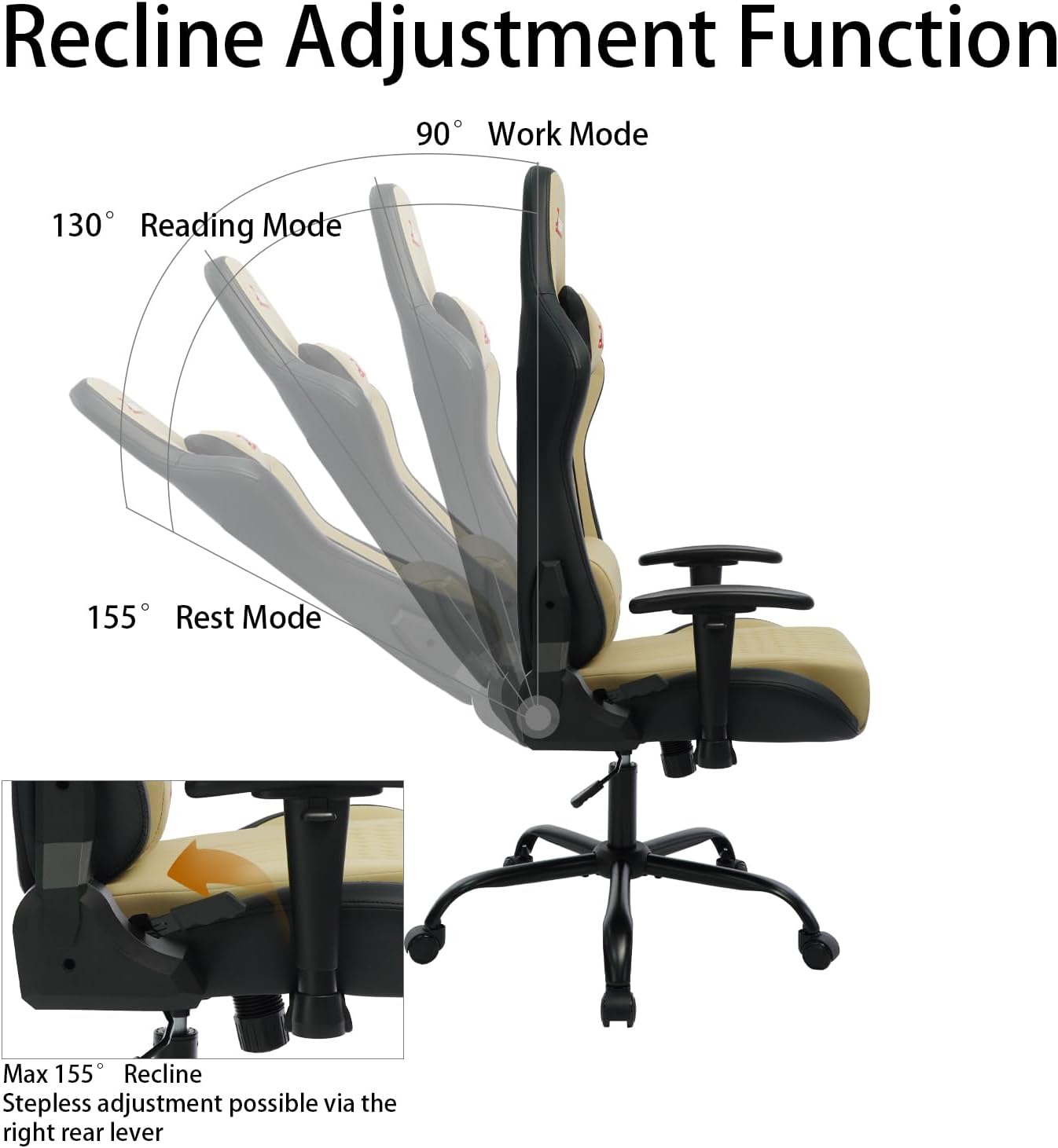 Video Game Chair Ergonomic Comfortable Gaming Office Chair Height-Adjustable with a 360° Swivel Base and Headrest(1002-Beige)