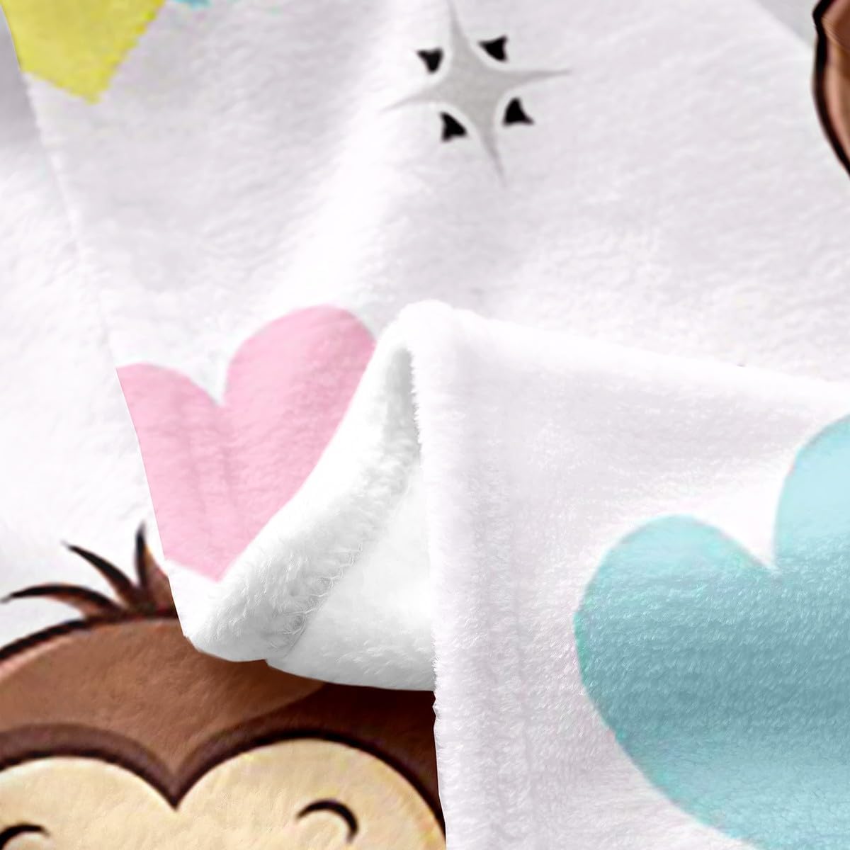 Erosebridal Floral Monkey Throw Blanket 30x40 inch,Cartoon Monkey Fleece Blanket for Kids Boys Girls,Purple Wildlife Flannel Blanket,Rainbow Flower Stars Clouds Bed Blanket for Baby,Pets,Leg Cover