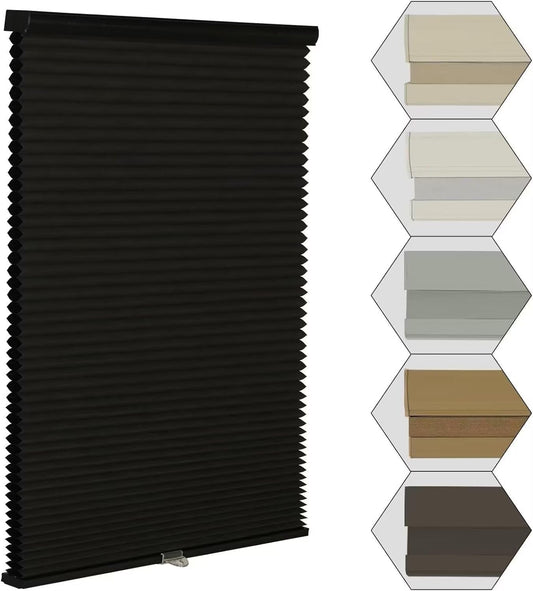 MYshade Cordless Blackout Window Blinds & Shades Pull Down Room Darkening Window Shades Light Blocking Honeycomb Cellular Shade for Indoor Windows Easy to Install 49 inch Wide, H72 Black Blinds
